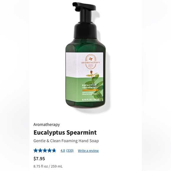 Two “EUCALYPTUS+SPEARMINT” BBW 8.75 fl oz, Gentle & Clean Foaming Hand Soap, NWT - Picture 2 of 5